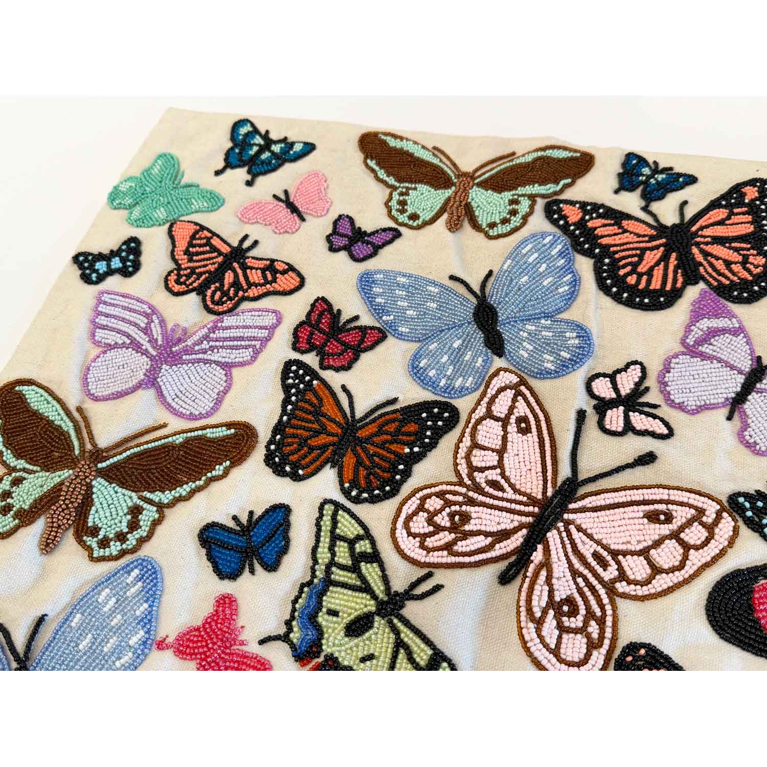 Challah Cover Multicolour Butterflies Shabbat Shalom Detail View - Petroff Gallery - Judaica