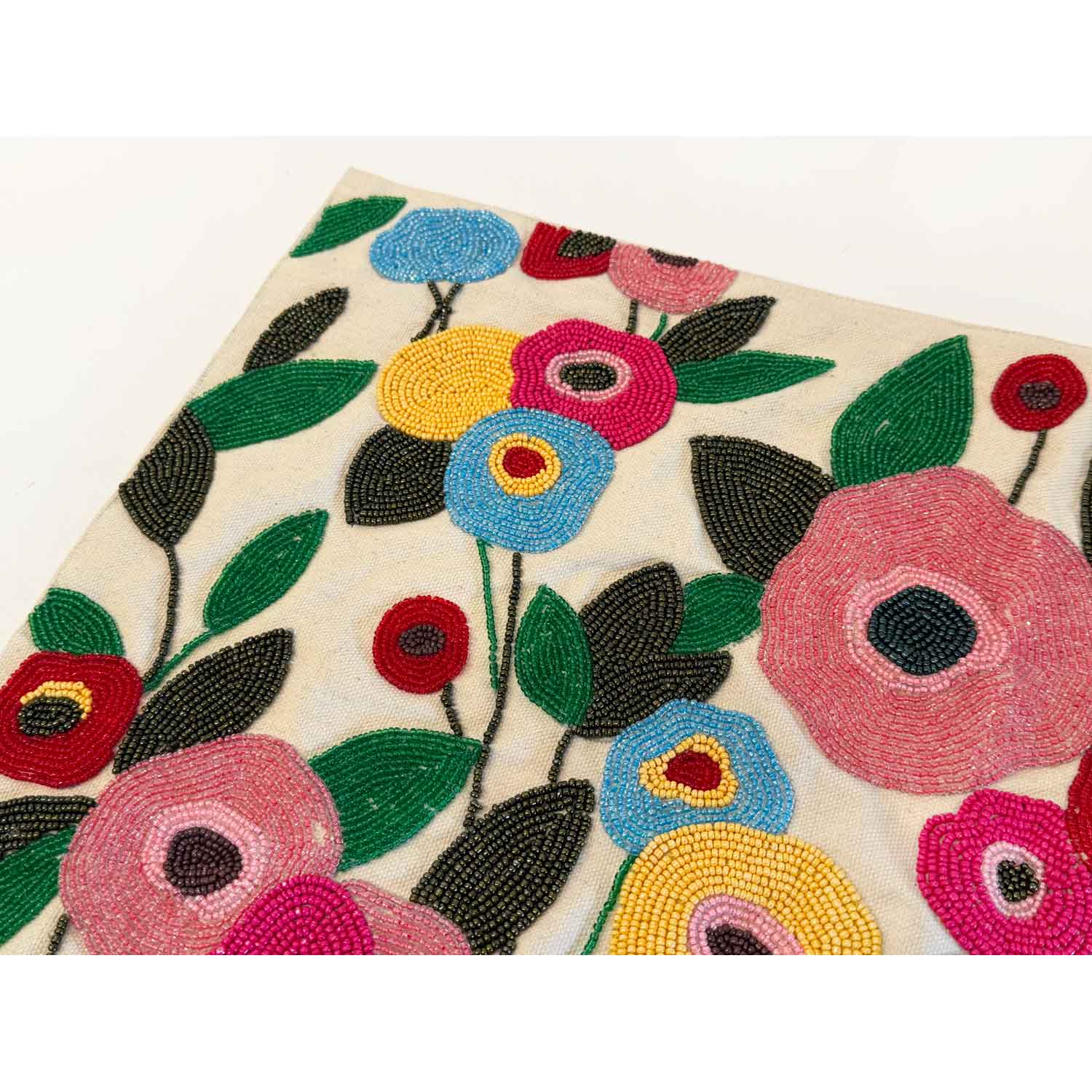 Challah Cover Multicolour Flowers Shabbat Shalom Detail View - Petroff Gallery - Judaica
