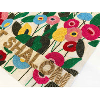 Challah Cover Multicolour Flowers Shabbat Shalom Detail View - Petroff Gallery - Judaica