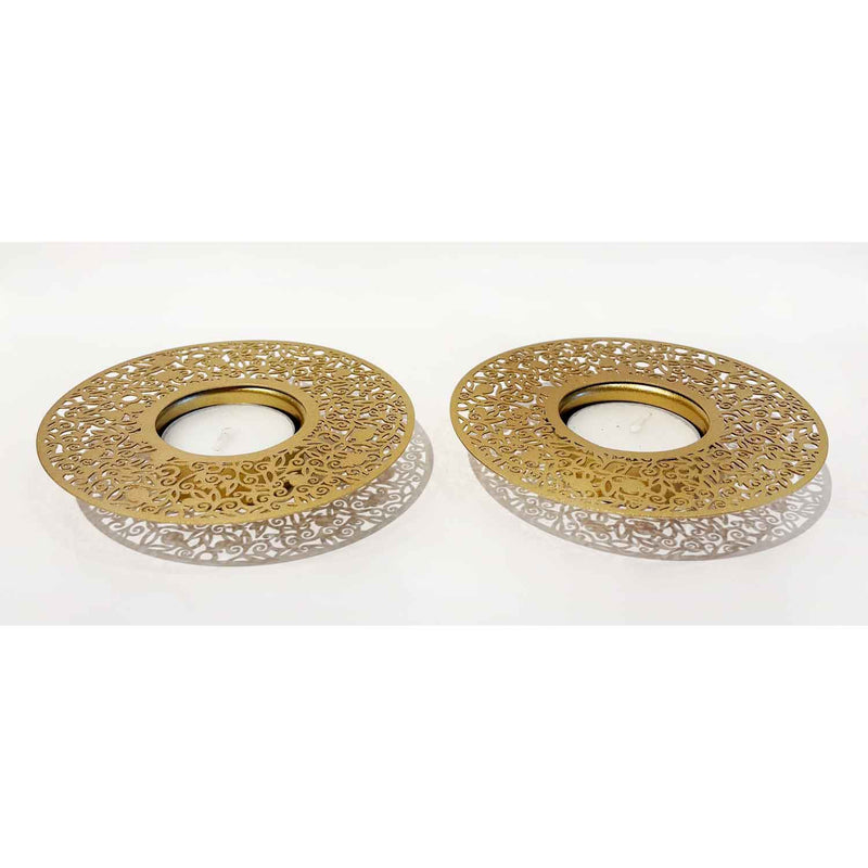 Round Metal Cutout Candle Holders