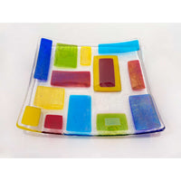 10" Curved Plate Multicolour 1 - Petroff Gallery - Glass Art
