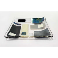 7" Square Plate Black and White - Petroff Gallery - Glass Art