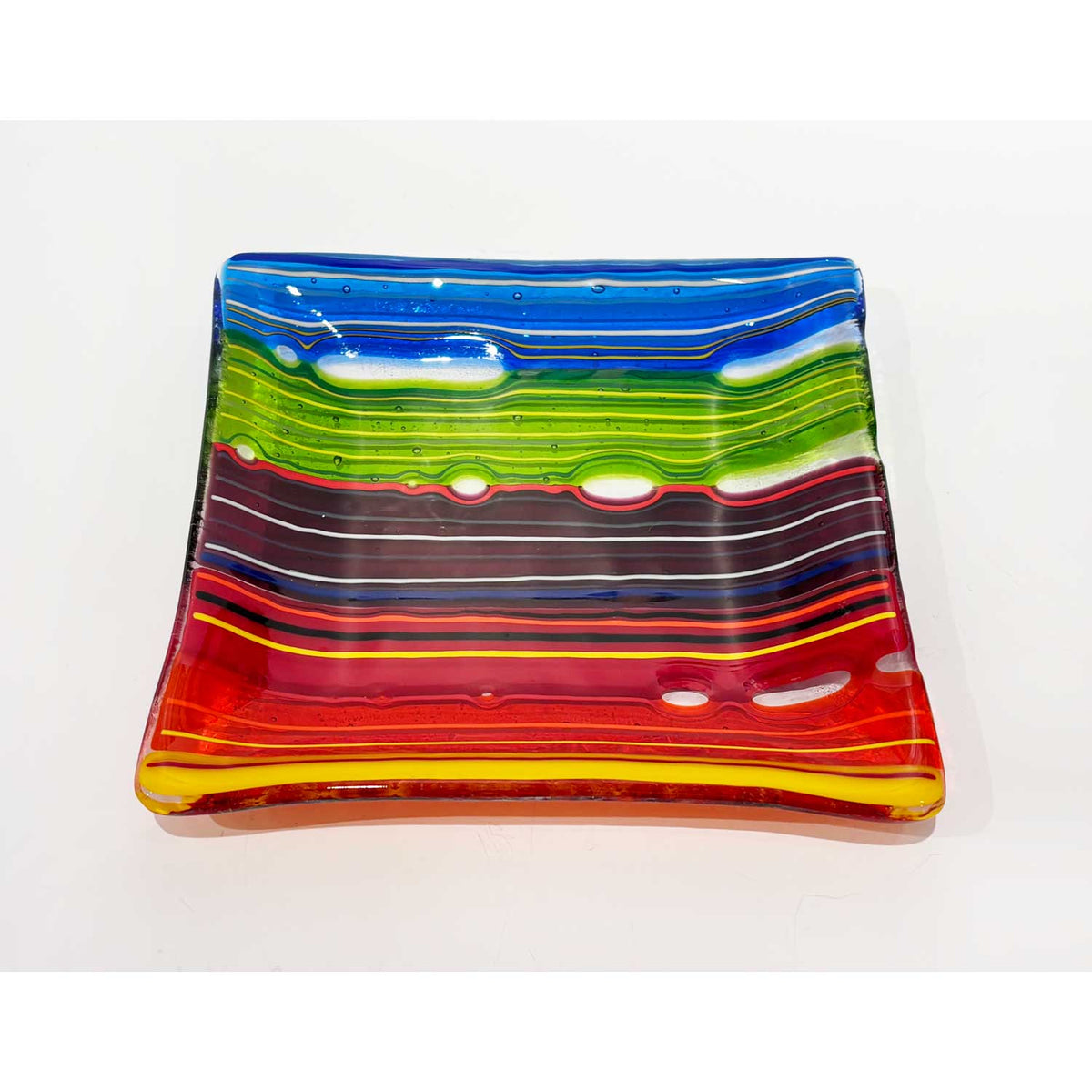 7" Organic Square Plate Multicolour 3 - Petroff Gallery - Glass Art