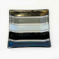 7" Square Plate black stripes 2 - Petroff Gallery - Glass Art