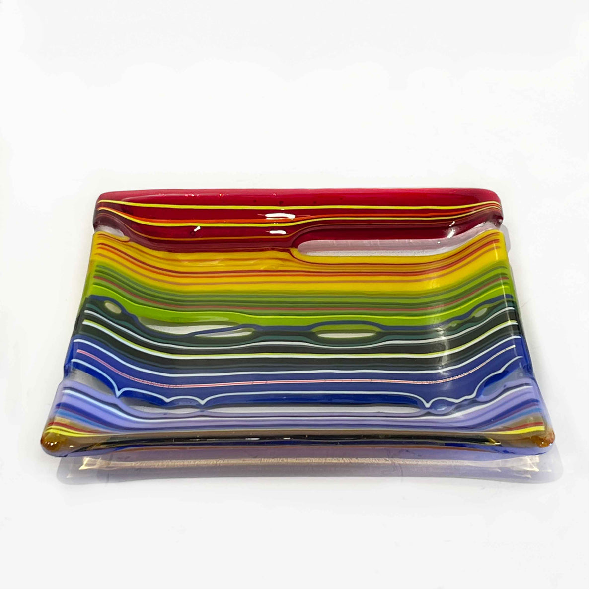 7" Square Plate organic multicolour 1 - Petroff Gallery - Glass art