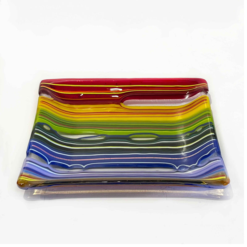 7" Square Plate organic multicolour 1 - Petroff Gallery - Glass art