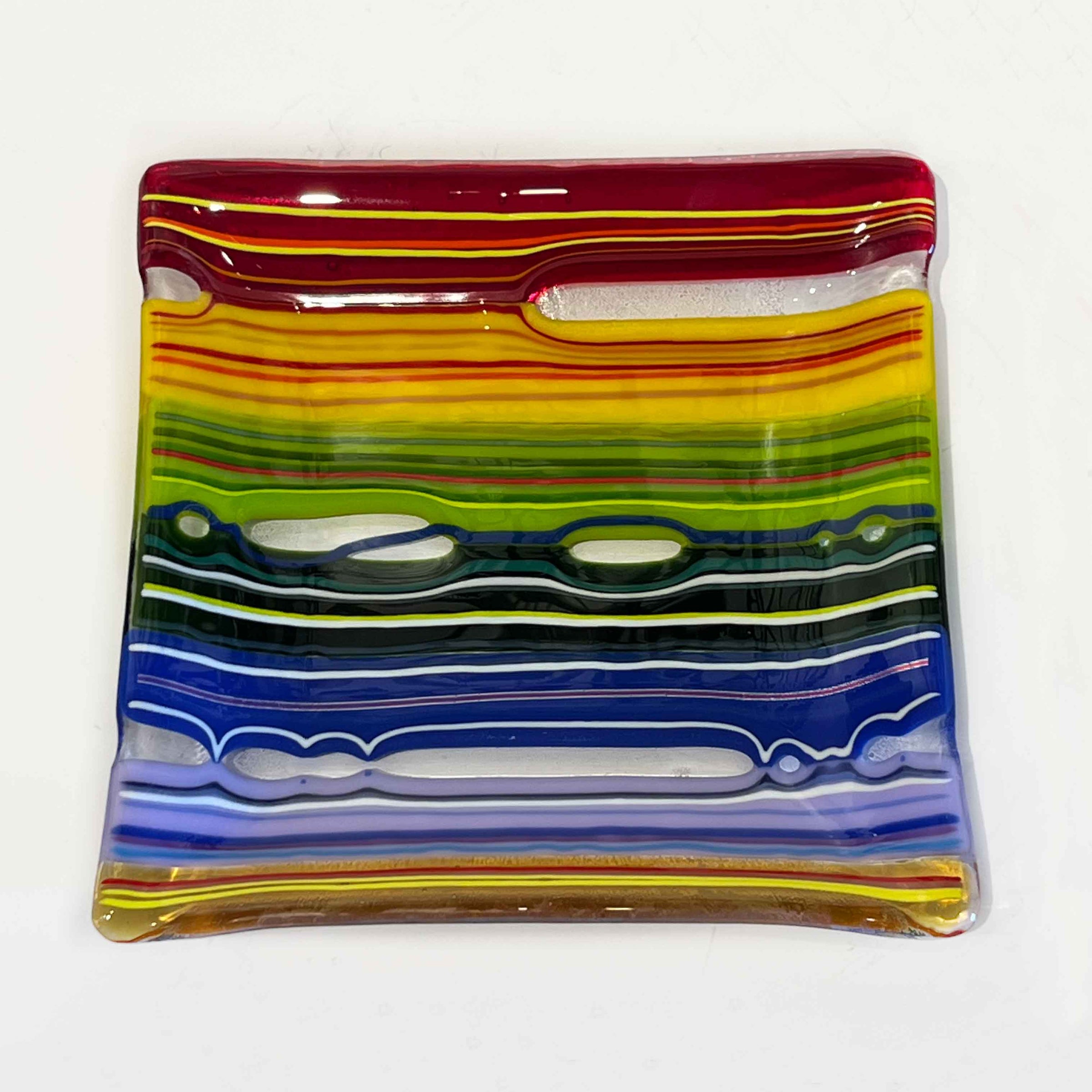 7" Square Plate organic multicolour 1 - Petroff Gallery - Glass art