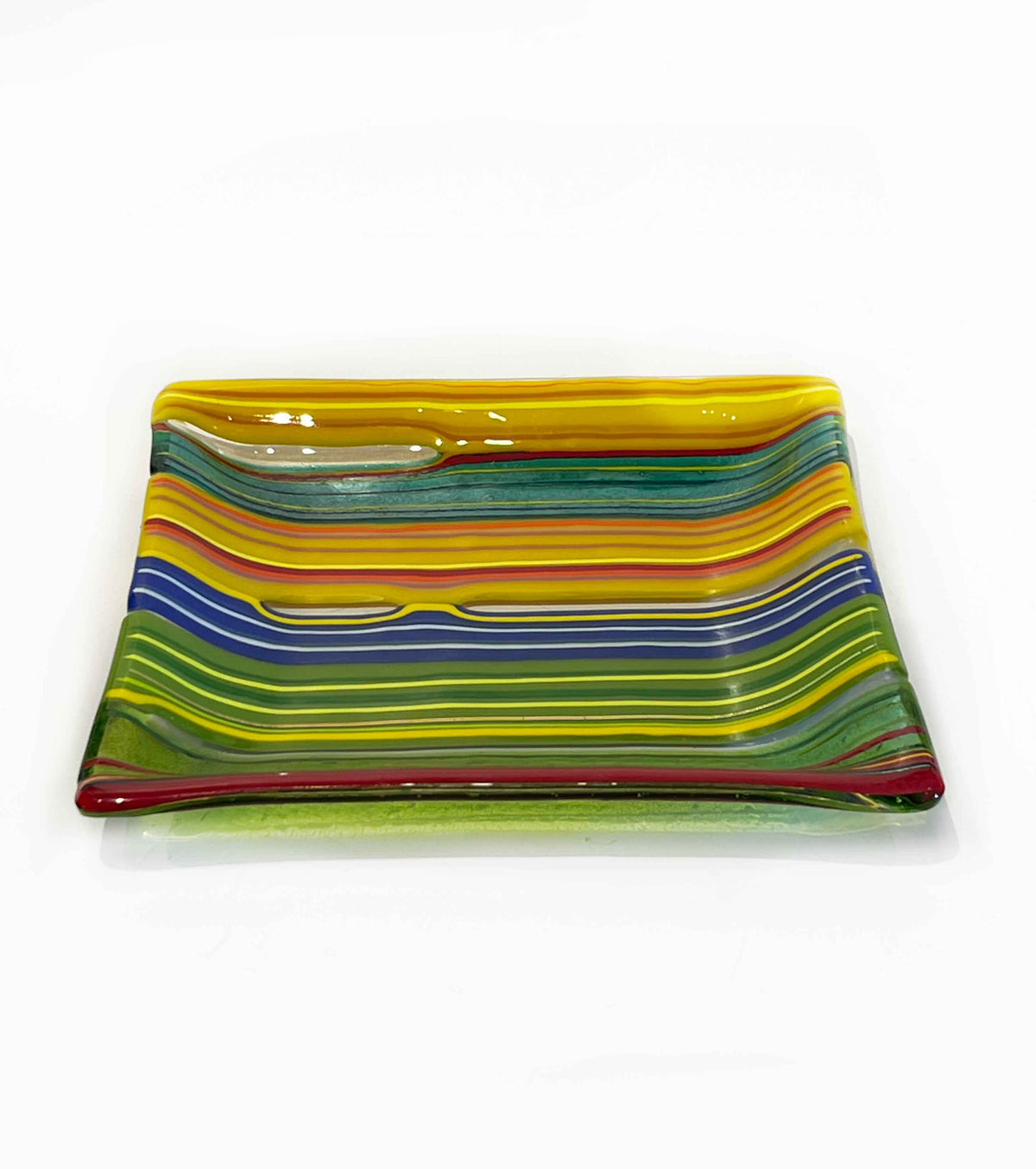 7" Square Plate Organic Multicolour 2 - Petroff Gallery - Glass Art
