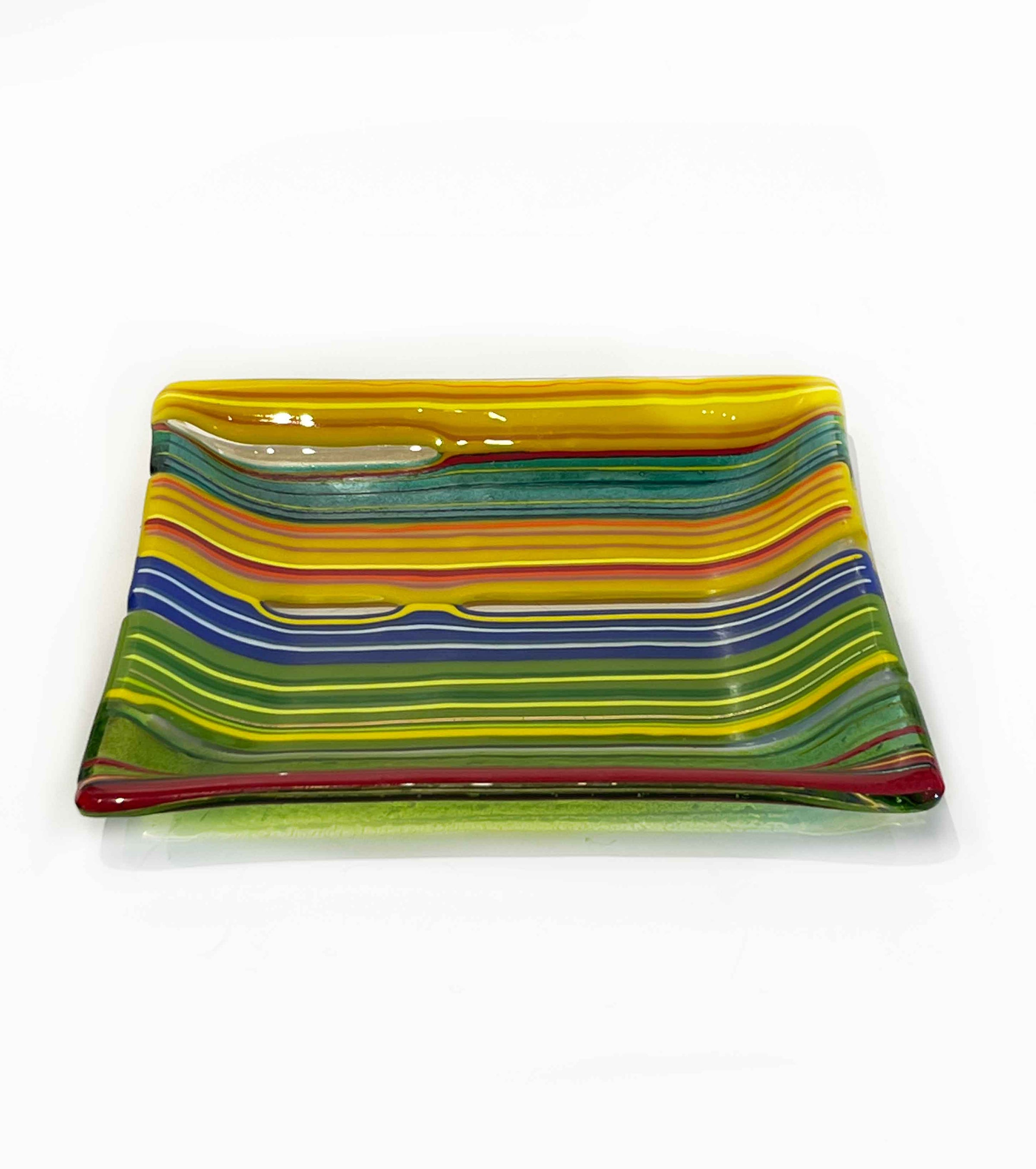 7" Square Plate Organic Multicolour 2 - Petroff Gallery - Glass Art