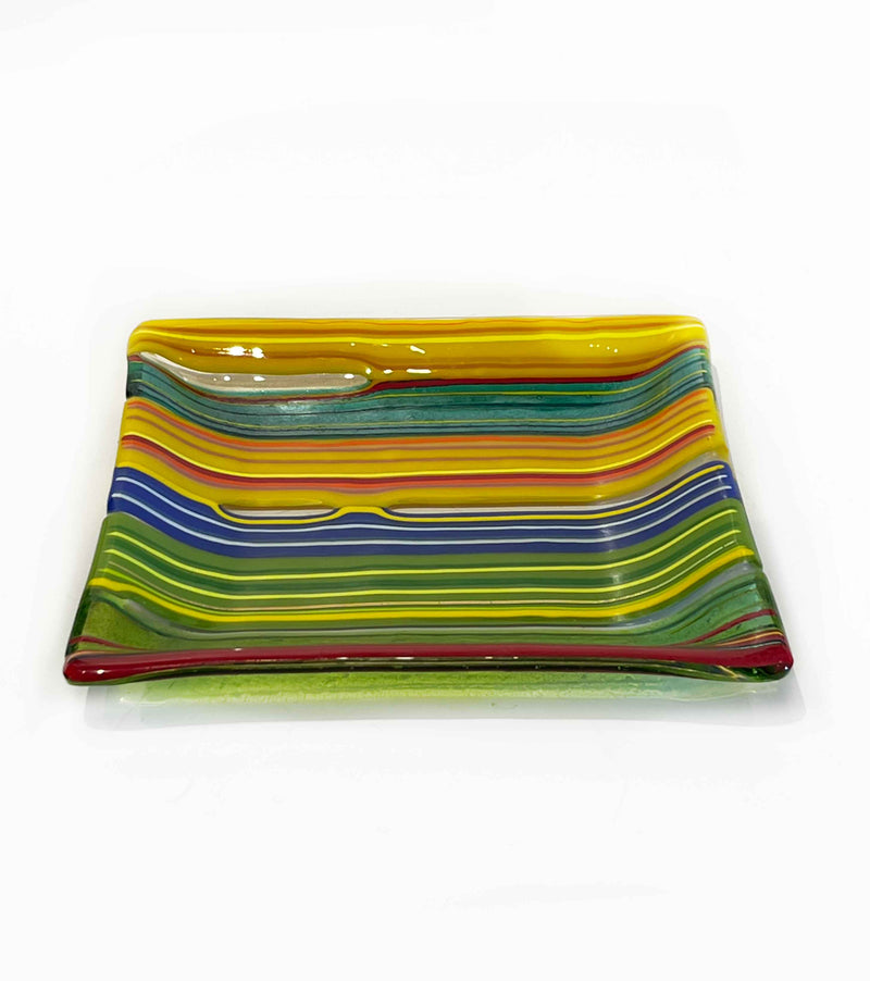 7" Square Plate Organic Multicolour 2 - Petroff Gallery - Glass Art