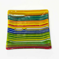 7" Square Plate Organic Multicolour 2 - Petroff Gallery - Glass Art