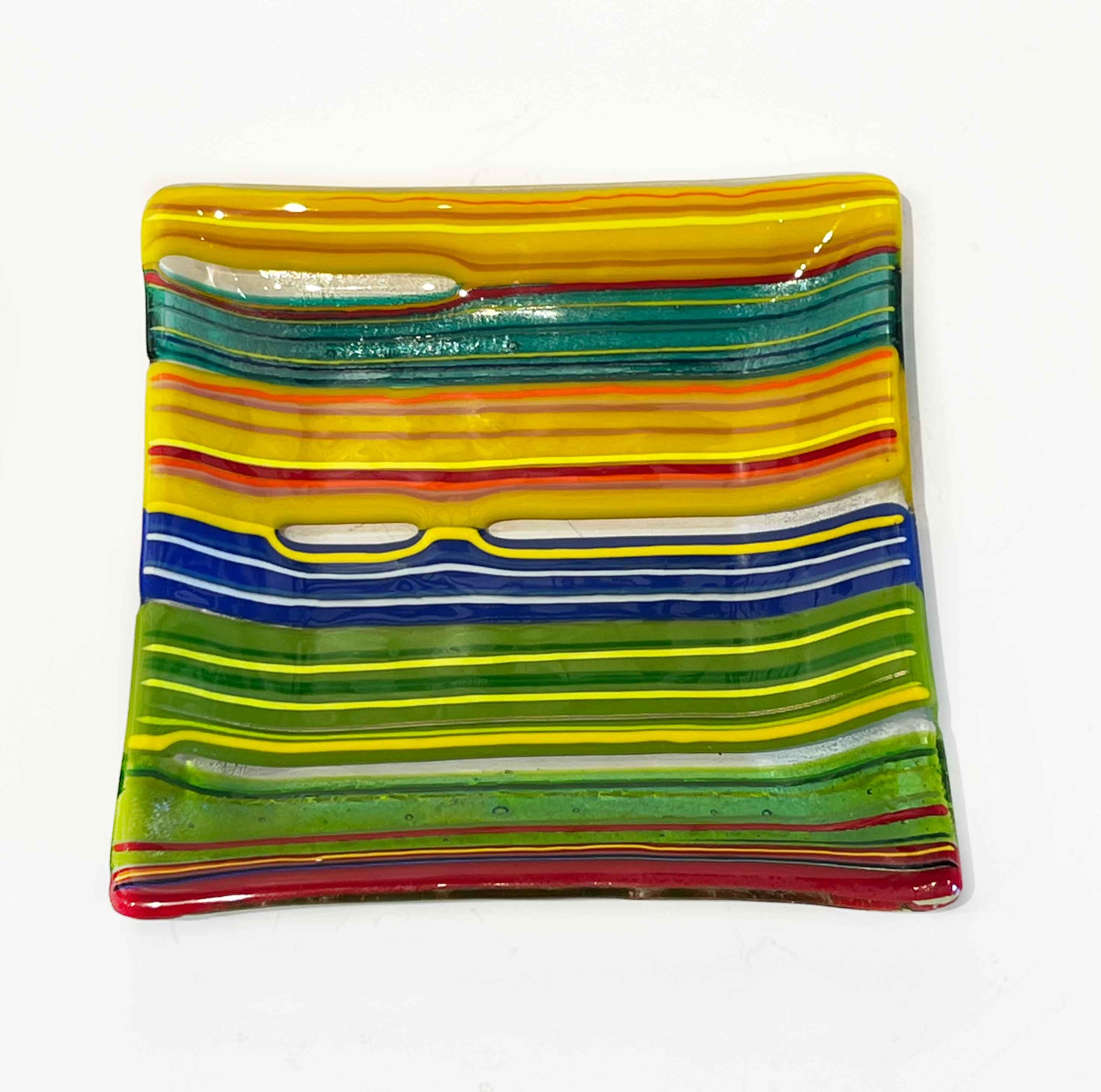 7" Square Plate Organic Multicolour 2 - Petroff Gallery - Glass Art
