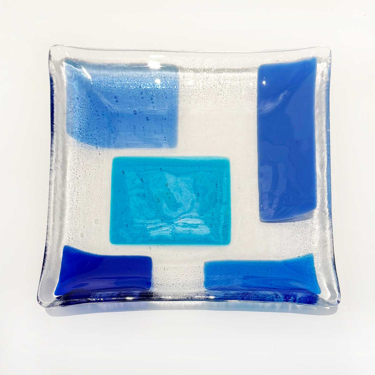 7" Square Plate Blue - Petroff Gallery - Glass Art