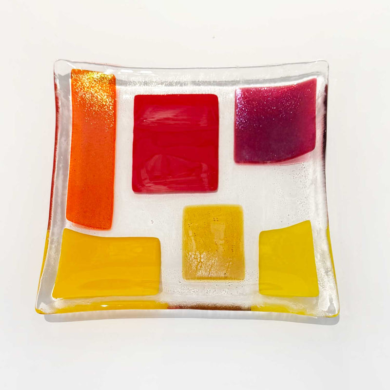 7" Square Plate Autumn - Petroff Gallery - Glass Art