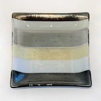7" Square Plate Black White Stripes 2 - Petroff Gallery - Glass Art