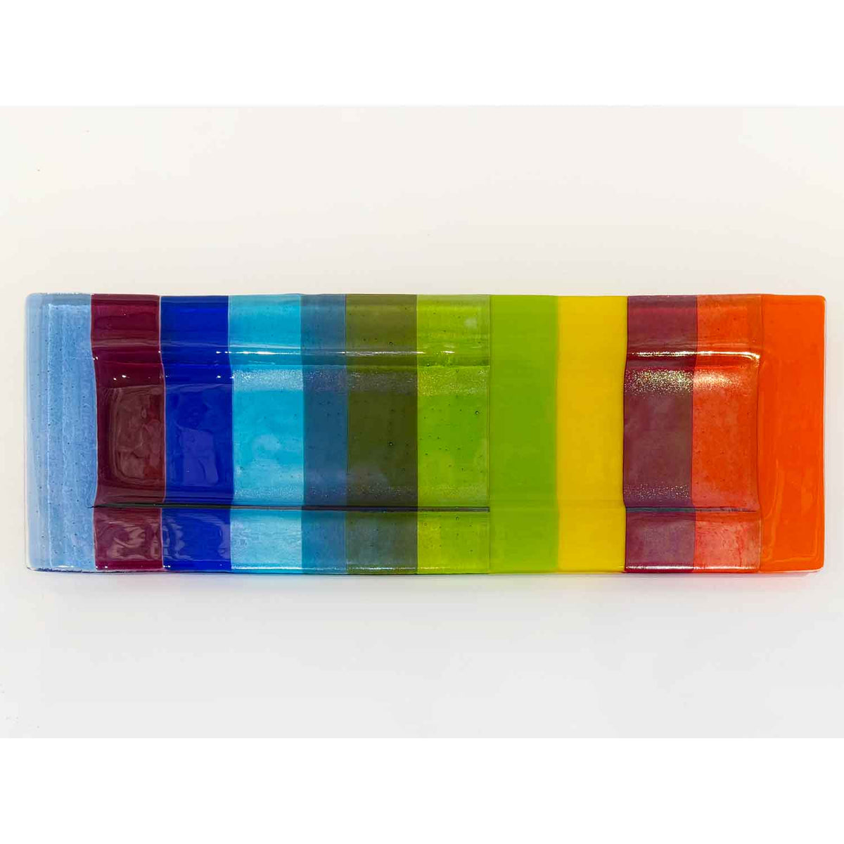 Multicolour Stripes Tray Top View - Petroff Gallery - Glass Art