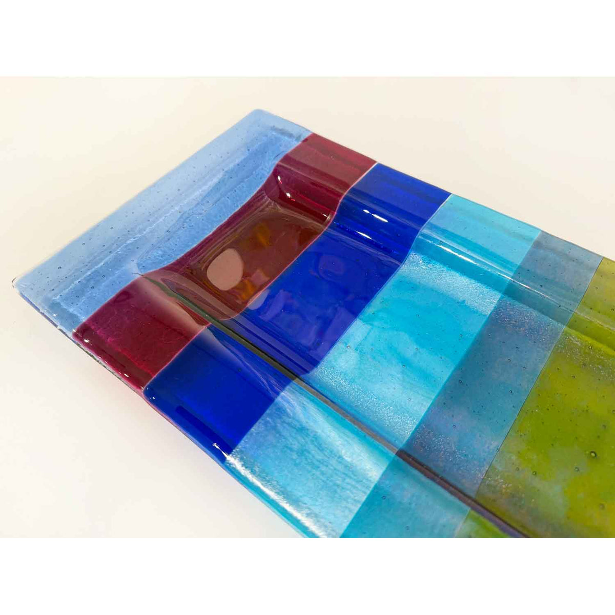 Multicolour Stripes Tray Detail View - Petroff Gallery - Glass Art