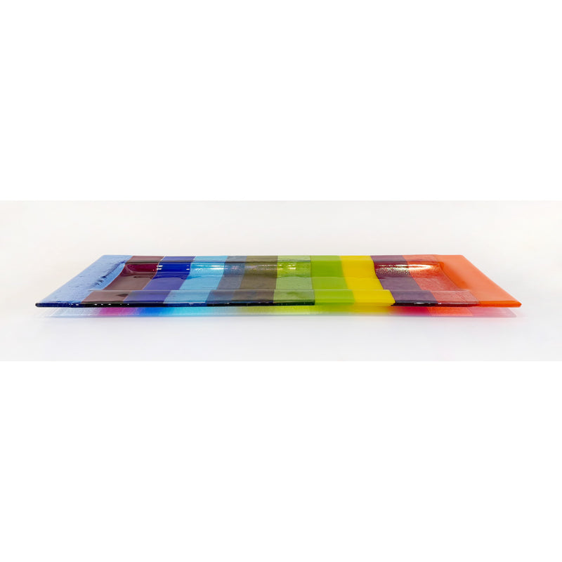 Multicolour Stripes Tray - Petroff Gallery - Glass Art
