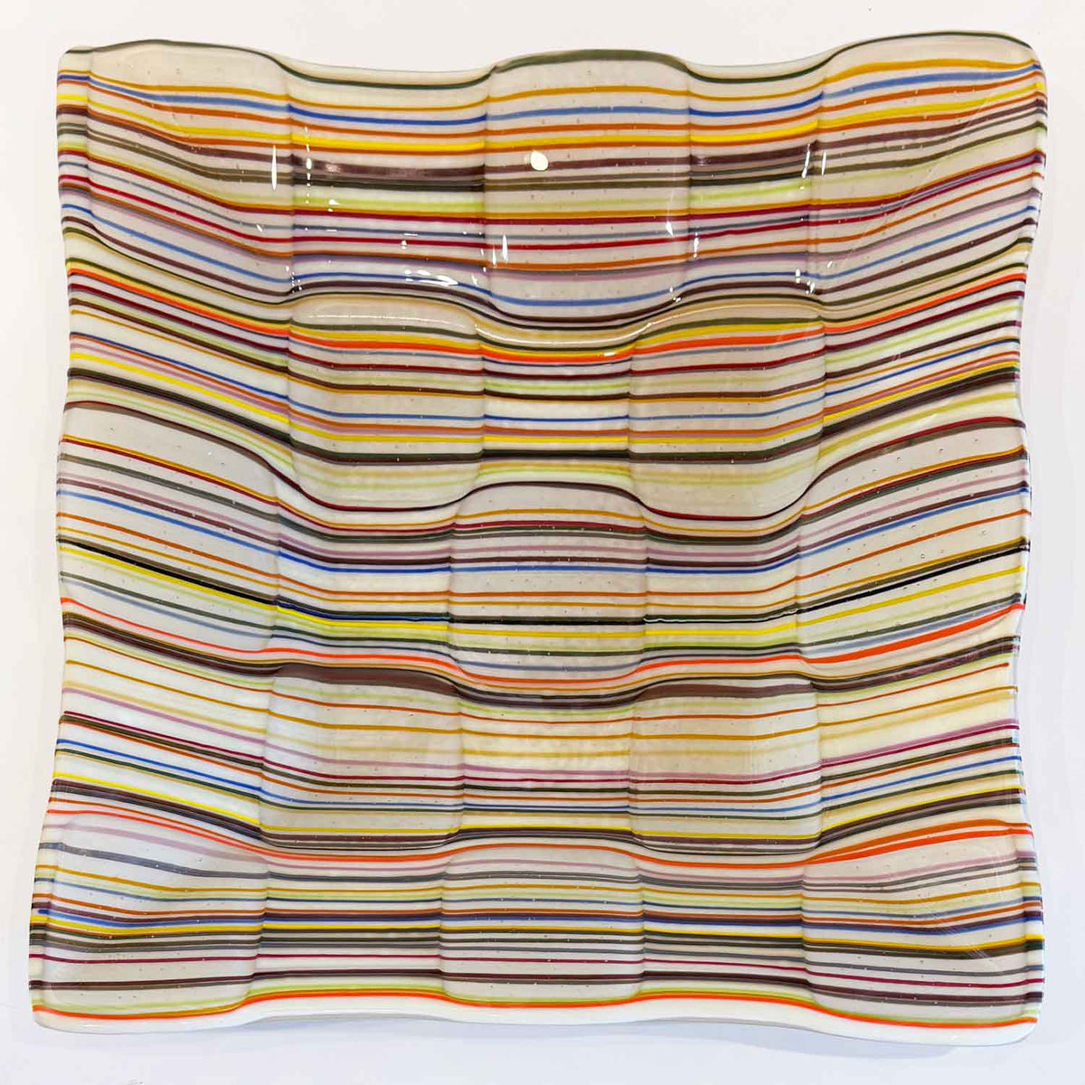 Square Optical Platter Top View - Petroff Gallery - Glass Art