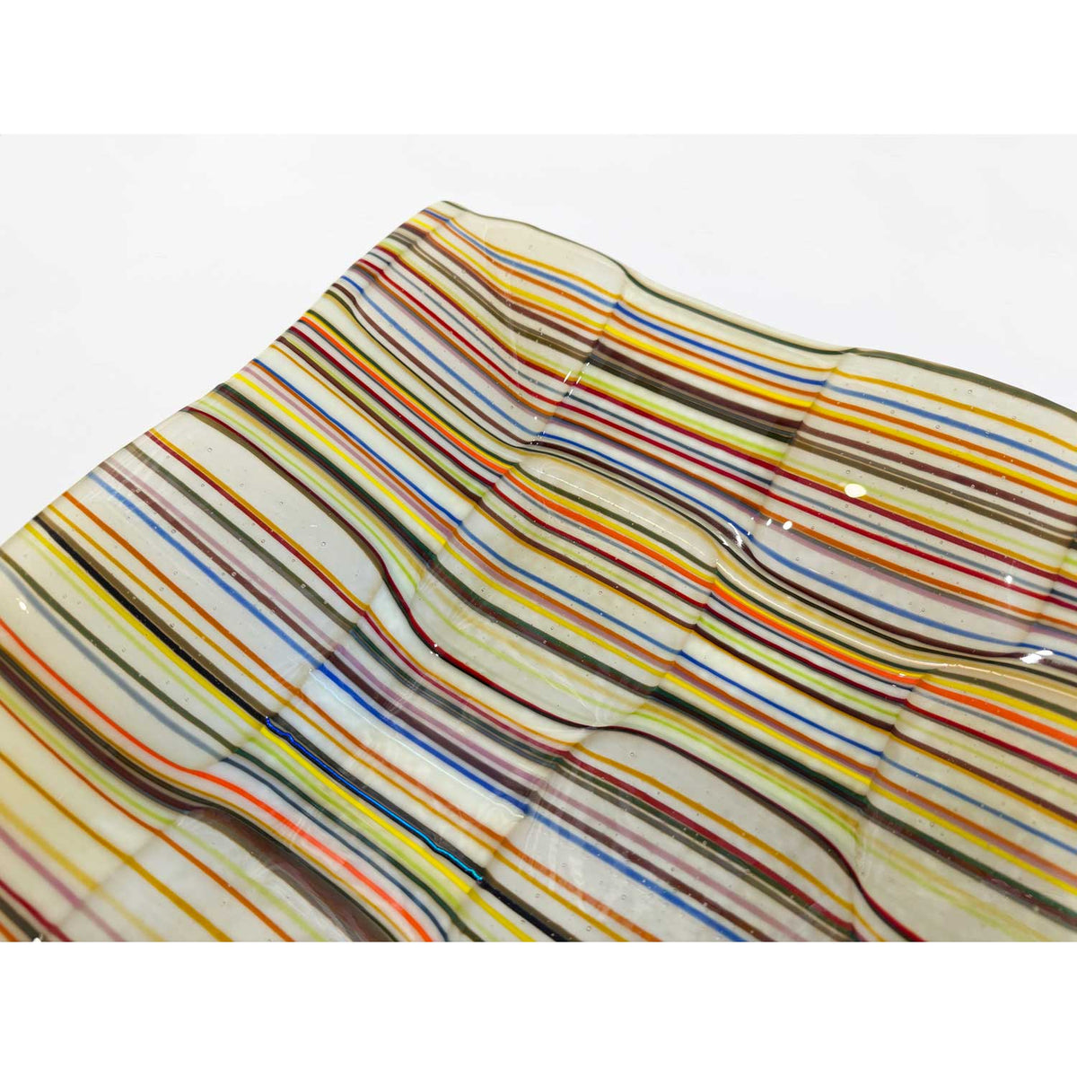 Square Optical Platter Detail View - Petroff Gallery - Glass Art
