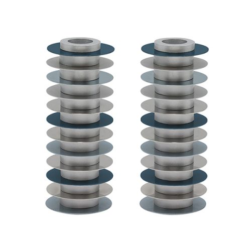 Tall Candlesticks Grey Discs - Petroff Gallery -  - Yair Emanuel - Tall Candlesticks Grey Discs