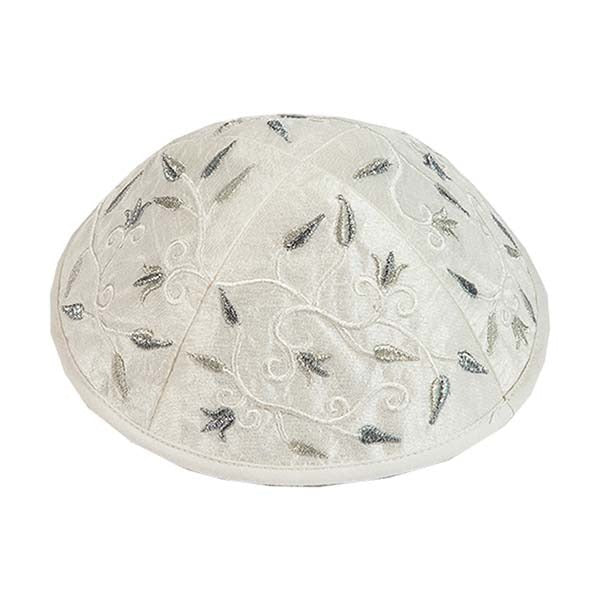 Tallit Flowers Silver Embroidered - Petroff Gallery -  - Yair Emanuel - Tallit Flowers Silver Embroidered