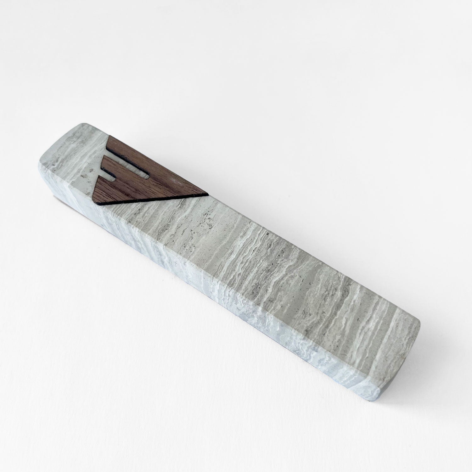 Travertine with wood mezuzah - Petroff Gallery - Judaica