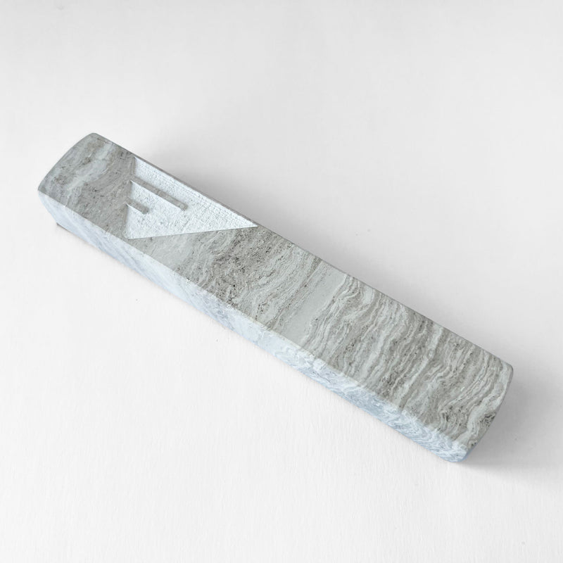 Travertine with White Mezuzah - Petroff Gallery - Judaica