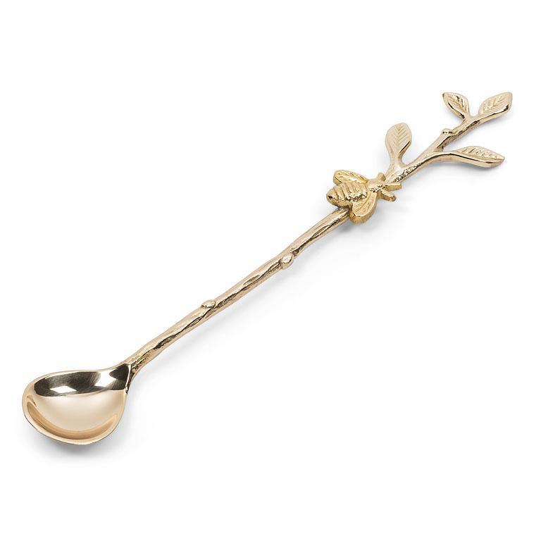 Twig with Bee Long Spoon Gold - Petroff Gallery - Judaica