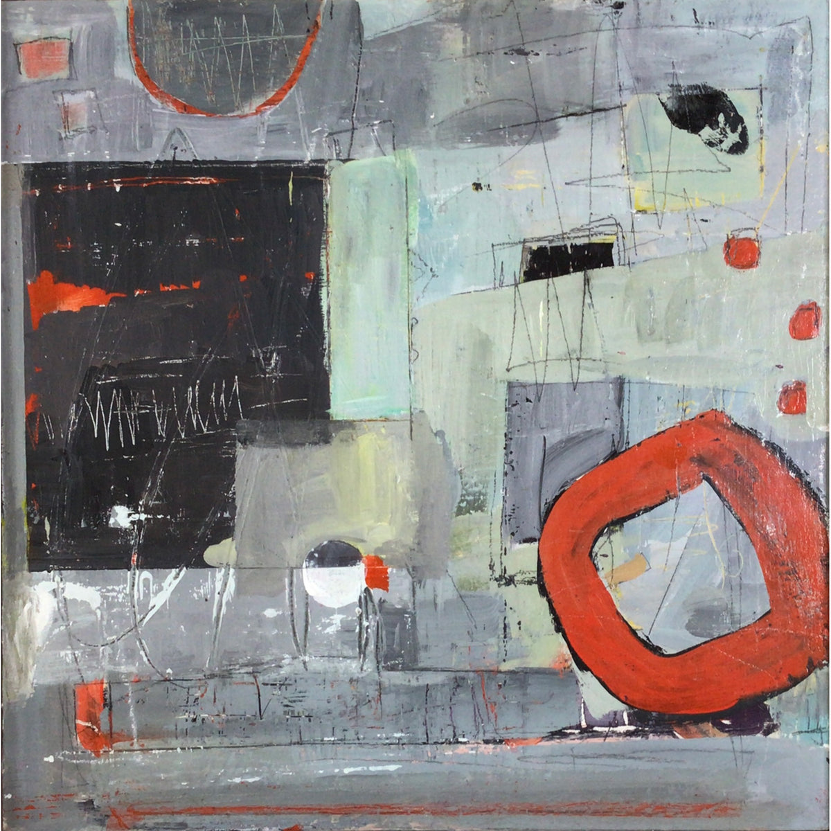 Miriam Traher - Two Circles And A Square, 16" x 16"