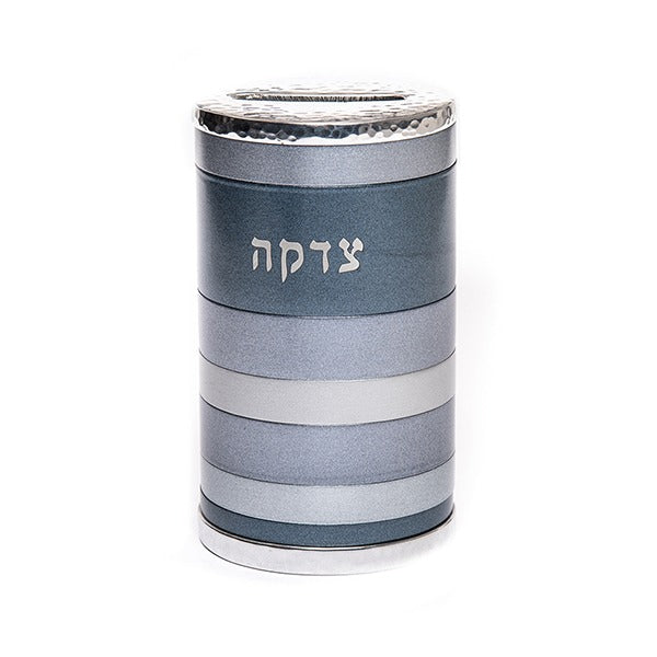 Tzedakah Box full Rings Grey - Petroff Gallery - Judaica