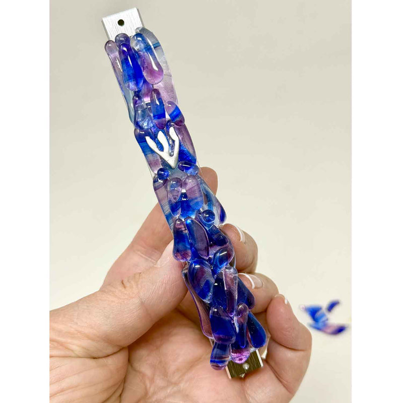 Upright Pebbles Wedding Glass Mezuzah - Petroff Gallery