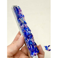 Upright Pebbles Wedding Glass Mezuzah 3/4 view- Petroff Gallery