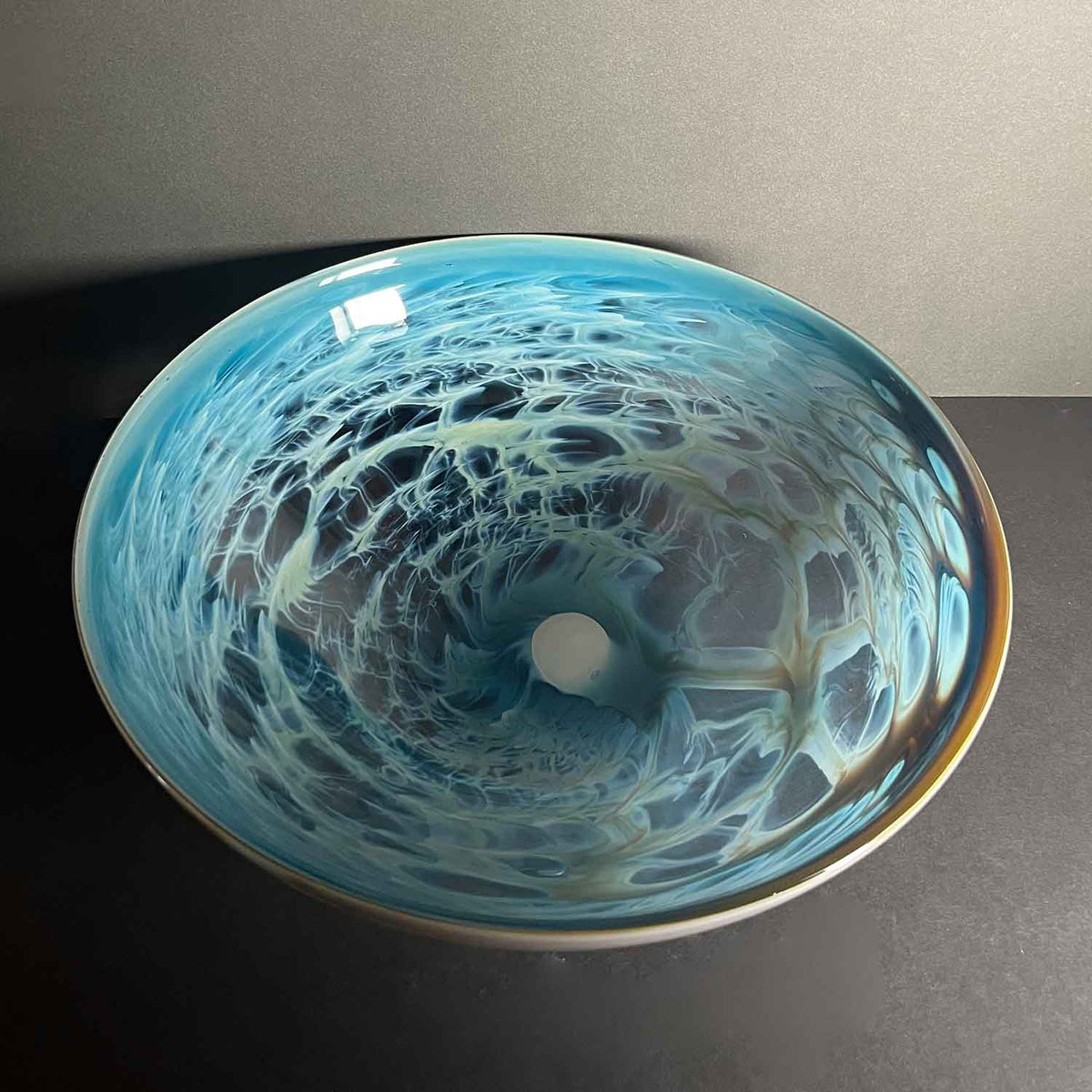 Silver Blue Bowl - Petroff Gallery - Glass Art