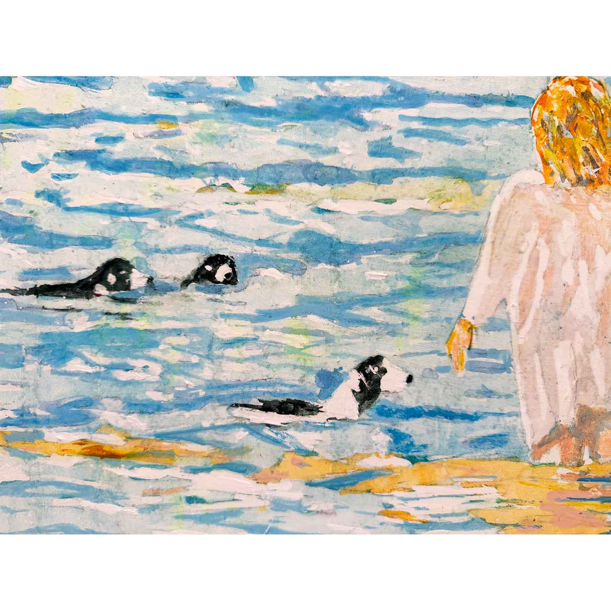 Water Play 2 16" x 16" Detail View - Petroff Gallery - Painting