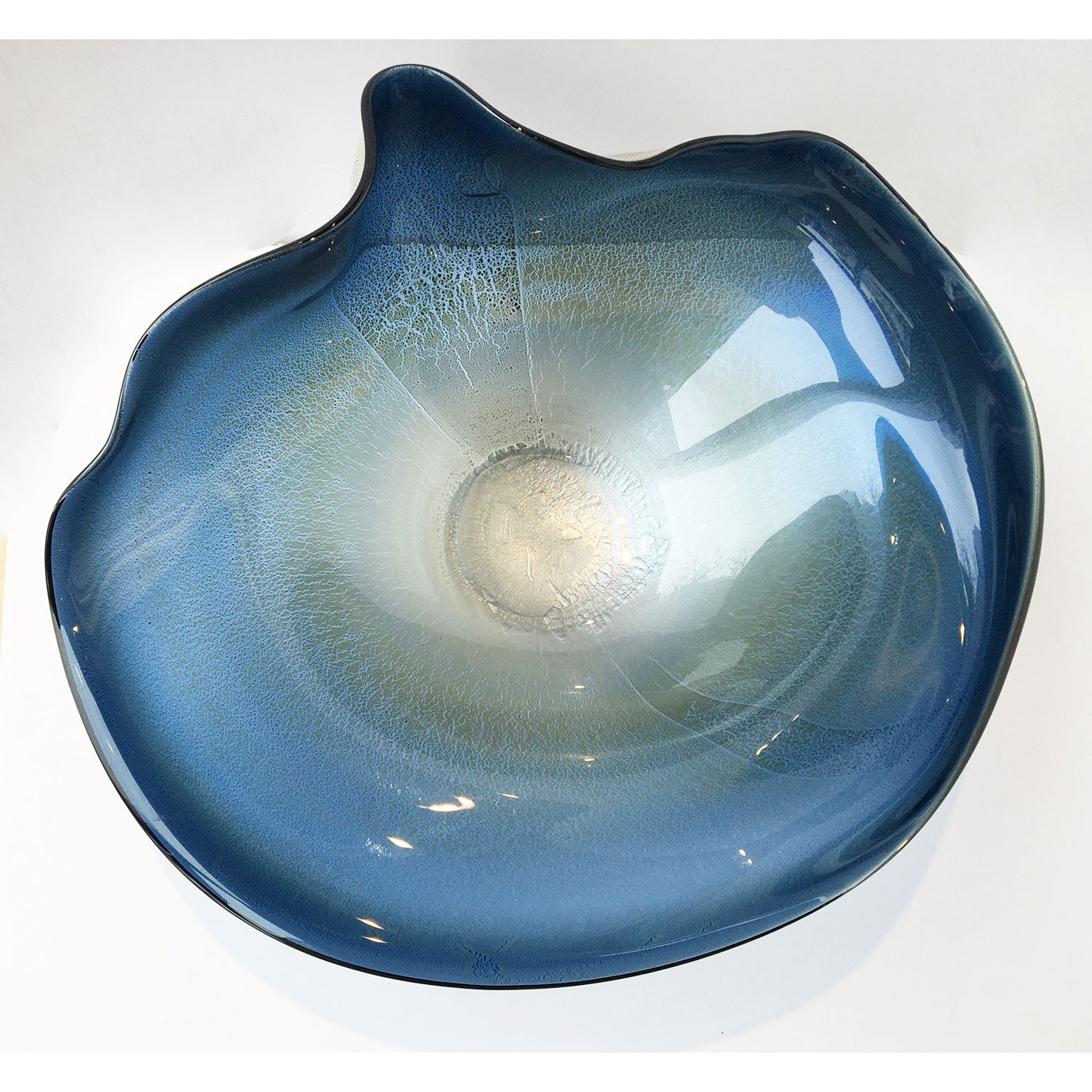 Wave Bowl 22.5" Dark Blue - Petroff Gallery - Glass Art
