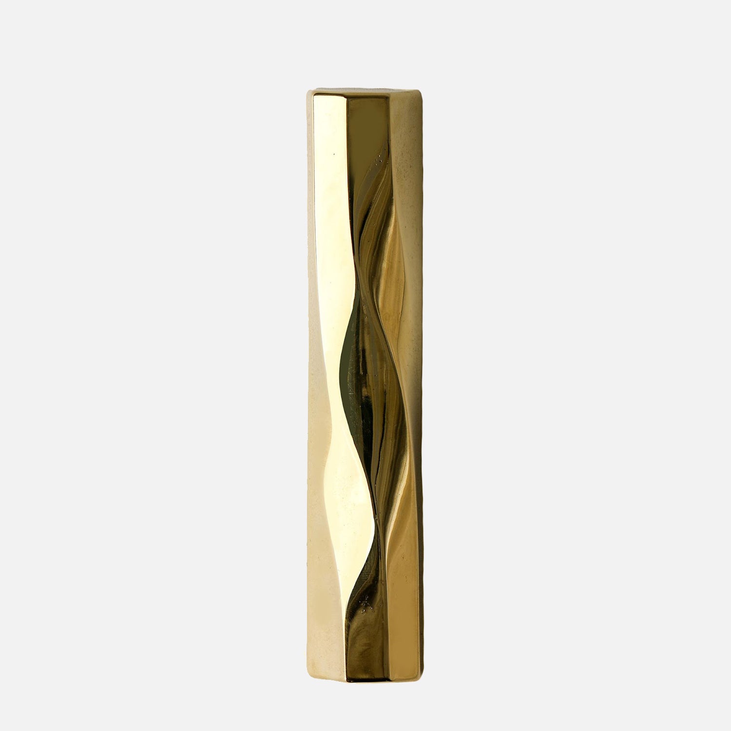 Wave Mezuzah Shiny Gold - Petroff Gallery - Judaica