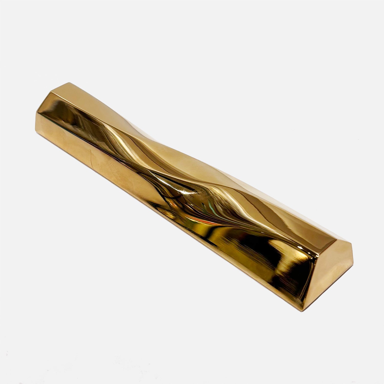 Wave Mezuzah Shiny Gold - Petroff Gallery - Judaica