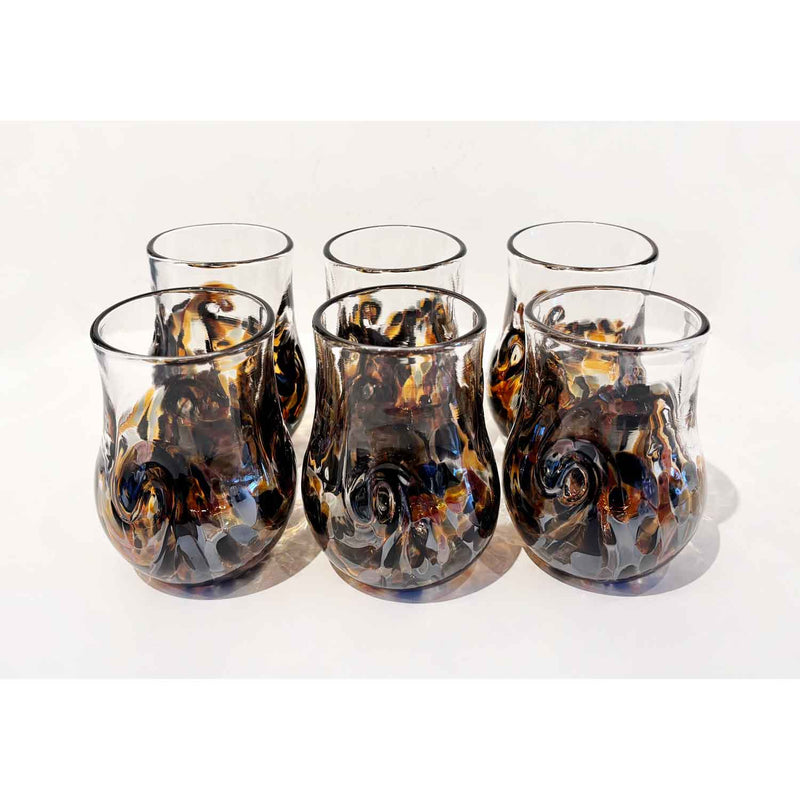 Whiskey Noir Twisty Cup Set - Petroff Gallery - Glass Art