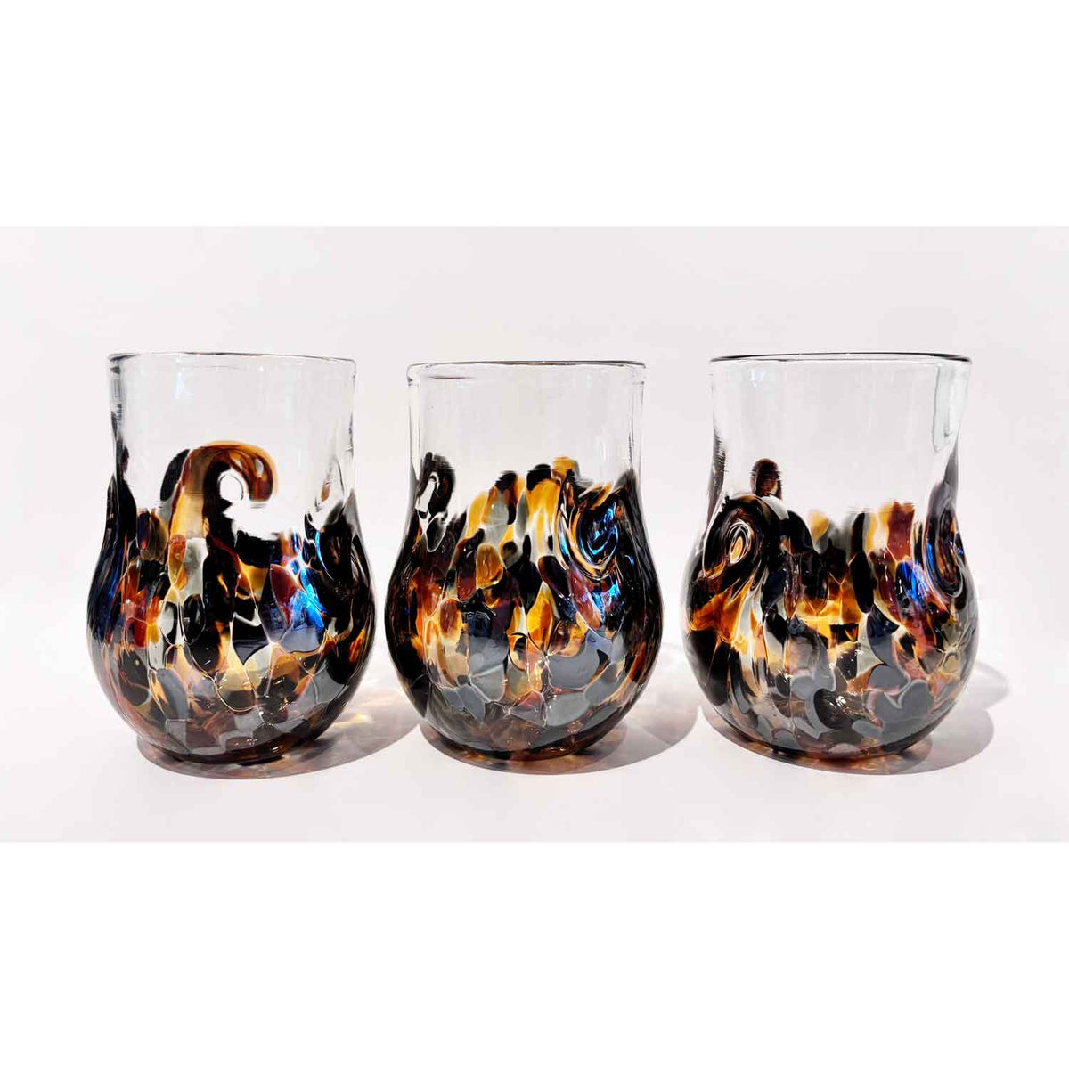 Whiskey Noir Twisty Cup Set - Petroff Gallery - Glass Art