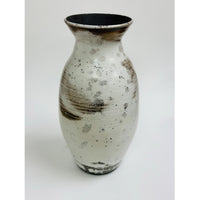 White Raku Vase 14 x 6x 6 Petroff Gallery 