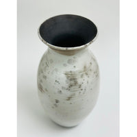 White Raku Vase 14 x 6x 6 Petroff Gallery 