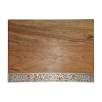 Wood Challah Board with Jerusalem Metal Cutout - Petroff Gallery - Judaica
