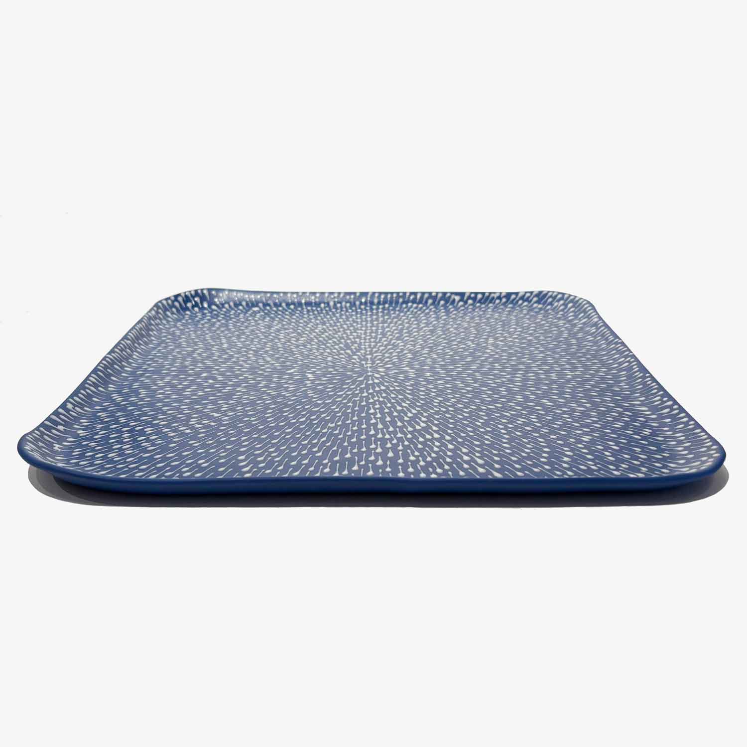 Matzah Plate White on Blue - Petroff Gallery - Judaica