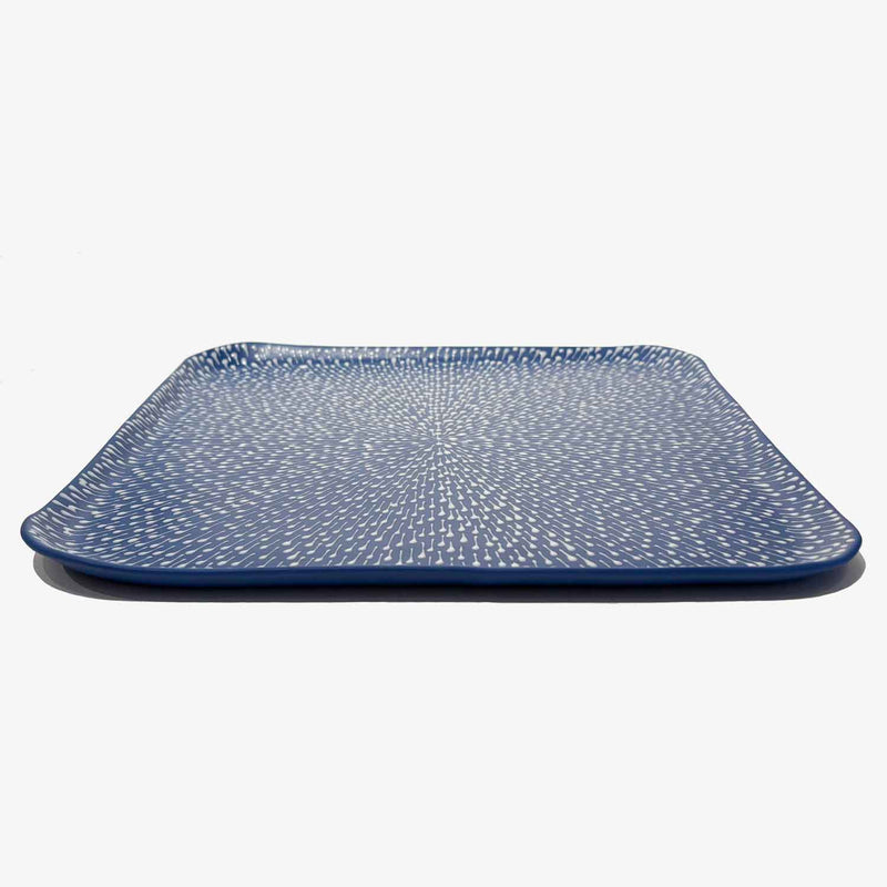 Matzah Plate White on Blue - Petroff Gallery - Judaica