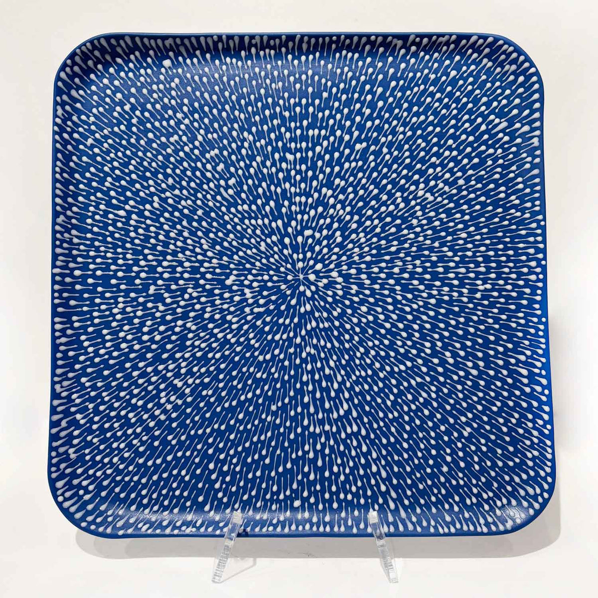 Matzah Plate White on Blue - Petroff Gallery - Judaica