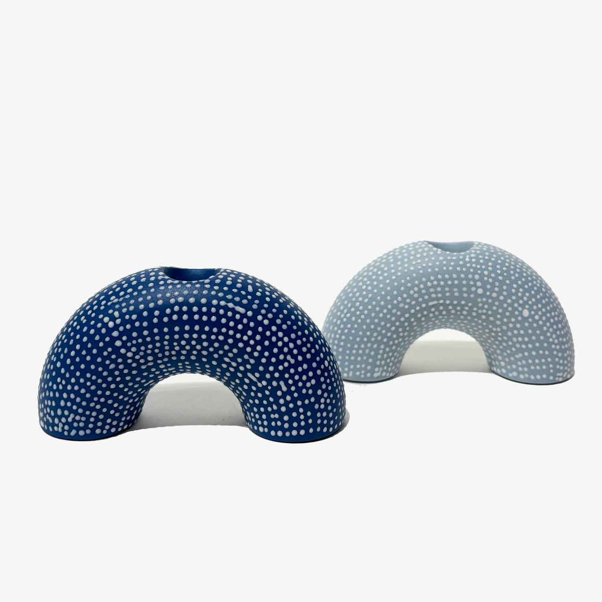 Small Arch Candle Holders Blue - Petroff Gallery - Judaica