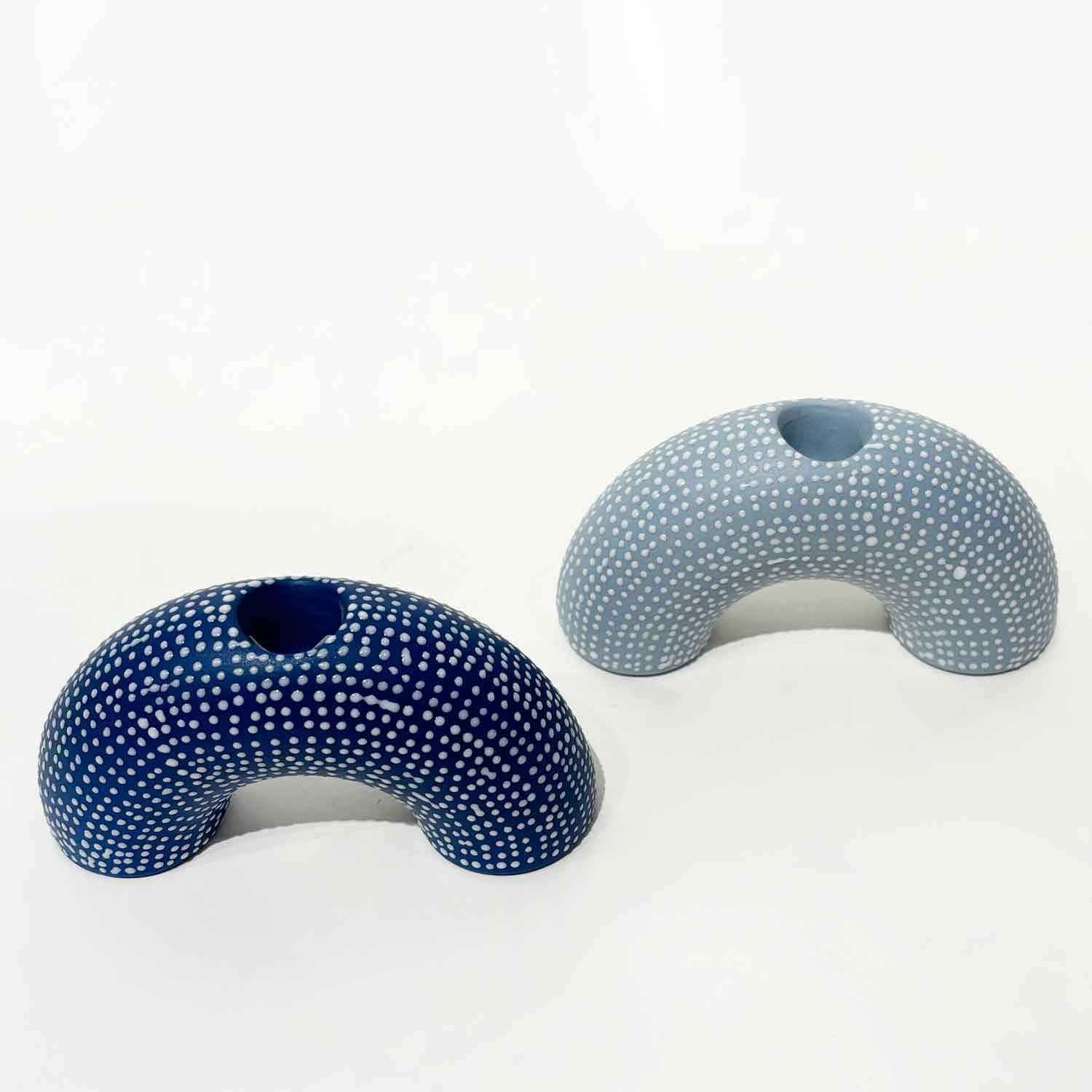 Small Arch Candle Holders Blue - Petroff Gallery - Judaica