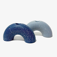 Small Arch Candle Holders Blue - Petroff Gallery - Judaica