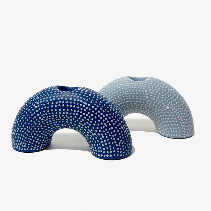 Small Arch Candle Holders Blue - Petroff Gallery - Judaica